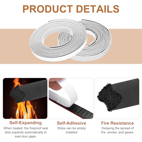 Smoke Fire Seal Strip 9.8Ft 12mm/0.47" Wx 2mm/0.08" T White