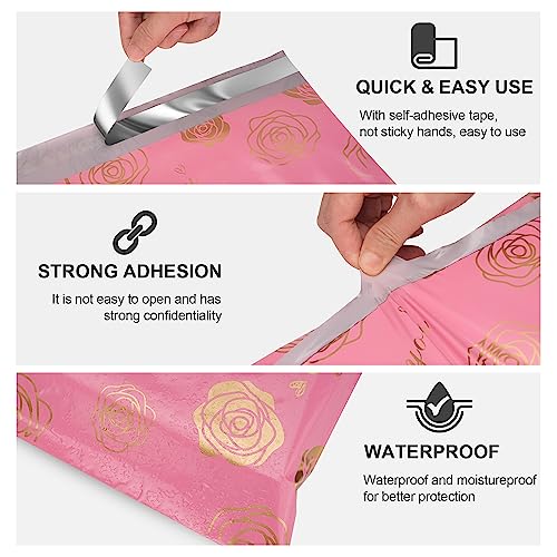 JinRuiKJ Thank You Poly Mailer 14.5x19 50 Pack, Gold Rose Design - color: Gold Rose, size: 14.5x19'' - 50 Pack