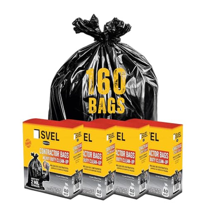 Heavy Duty Industrial Contractor Bags 42 gallons 2 Mil - 33" x 48" Thick and Tough Trash Bag for Construction, Commerical, Yard, Outdoor use. (160)