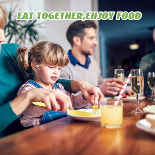 Nuenen 100 Pcs Gold Forks and Knives Stainless Steel Dinner Flatware Set - color: Gold, size: 8.4 Inches, 7.1 Inches