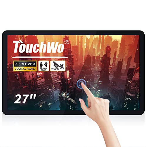 27 inch Capacitive Multi-Touch Screen Industrial Monitor, 16:9 Display 1920 x 1080P, Built-in Speakers, VGA, DVI & HDMI Monitor for PC, POS, Small Business, Restaurant - size: 27-inch
