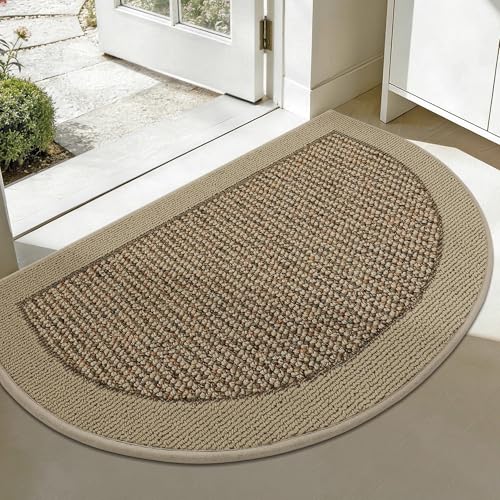 Dirt Trapper Door Mats 26" x 40", Non-Slip & Washable, Beige - color: Beige, size: 26" X 40" (Semicircular)