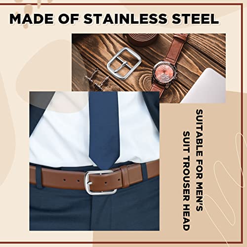 MTLEE 2 Pcs Square Belt Buckles 1.5 Inch Wide Stainless Steel, Silver