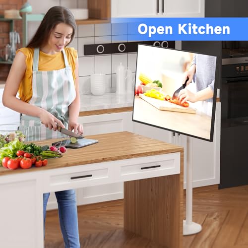 Suptek Mobile Cart for 13-42" Displays, Adjustable Rolling TV Stand with VESA Mount, Compatible with Touch Screen Monitor and Portable TV, White (ML1332BW)