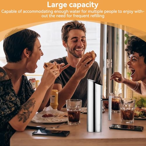 1.5L/53oz Stainless Steel Water Pitcher with Ice Guard, Modern Metal Water Pitcher Silver Carafe Drink Pitcher with Handle and Lid, Beverage Container Jug for Juice Coffee Milk, Iced/Hot Tea - size: Medium