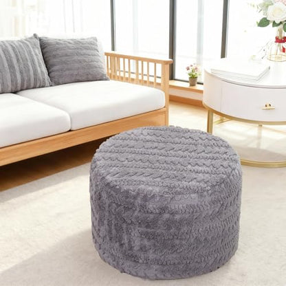 Asuprui Round Footstool Ottoman Gray, 20x14 Inches,Floor Pouf Sofa Footrest - color: Grey, size: 20"D x 20"W x 14"H