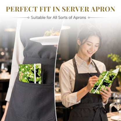 Server Book,7 Pocket Zipper Organizer,Server Books for Waitress - color: Black Cat