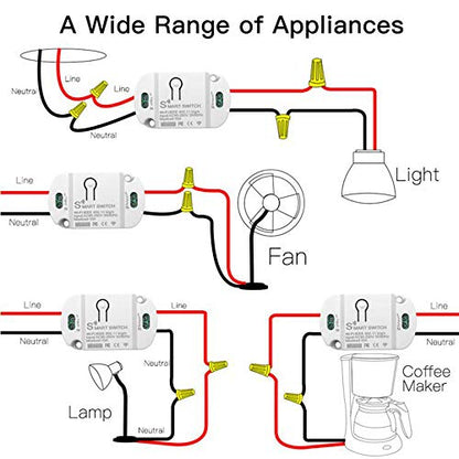 10A Basic Wi-Fi Wireless Smart Switch for Smart Home Smart Life APP Compatible with Alexa & Google Home Assistant No Hub Required Support DIY Module (3 pcs) - style: 10A 3 Pcs