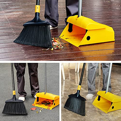 Yocada Commercial Broom and Dustpan Set with Windproof Cover 2 Plus 1