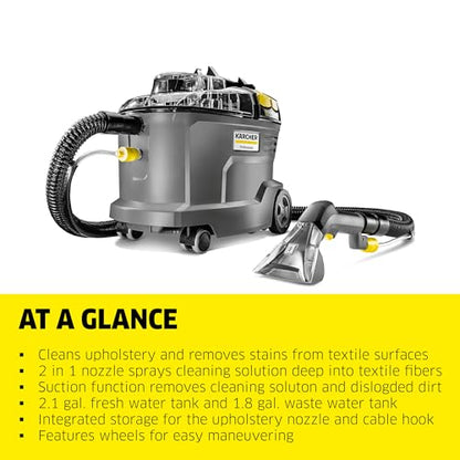 Kärcher Puzzi 8/1 C Commercial Carpet Extractor 12.5 PSI - Spot Cleaner, Stain Remover, Area Rugs, Car and Auto Detailing, Carpet and Upholstery Cleaner - Onboard Accessory Storage - 3.9 Gallon Tank - style: Puzzi 8/1 (Commercial)