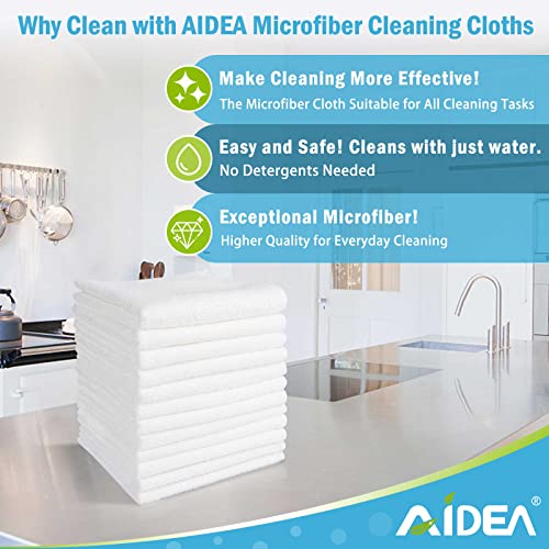 AIDEA White Microfiber Cleaning Cloth, 50PK, Cleaning Rags 11.5"x 11.5" - color: White