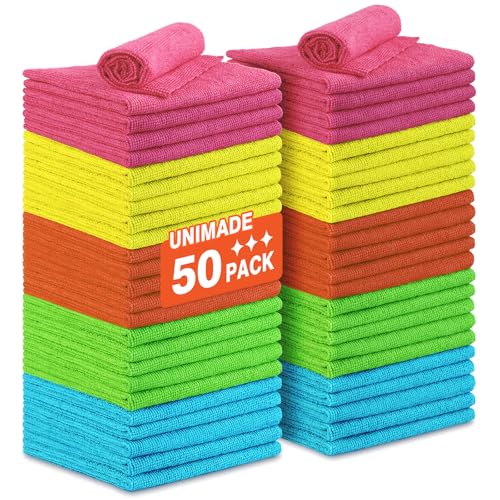UNIMADE Microfiber Cleaning Cloth, 50PK Reusable Microfiber Cleaning Cloth - color: Multicolor, size: 50 Pack