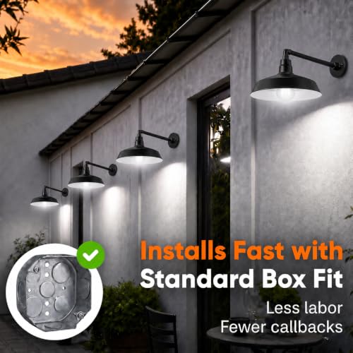 14in. Satin Black Outdoor Gooseneck Barn Light, 5000K Cool White - color: Satin Black (2-Pack), size: 13 in. Straight Arm