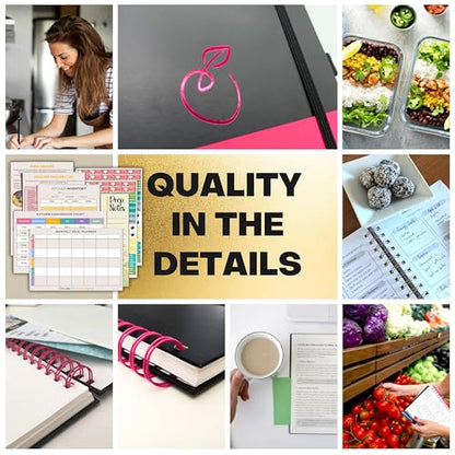 Life & Apples Weekly Meal Planner Notebook with Grocery List, Pink Spiral - color: Pink Spiral