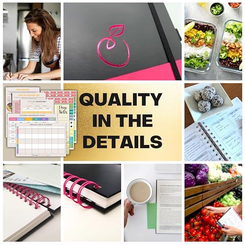 Life & Apples Weekly Meal Planner Notebook with Grocery List, Pink Spiral - color: Pink Spiral