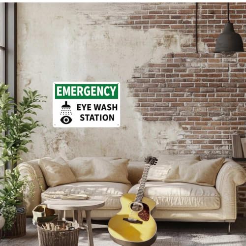 Emergency Eye Wash Station Metal Sign Wall Marker 12x8in