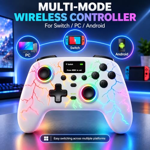 Exilapsire Wireless Controller for PC/Switch/Switch 2/iOS/Android, White - color: White