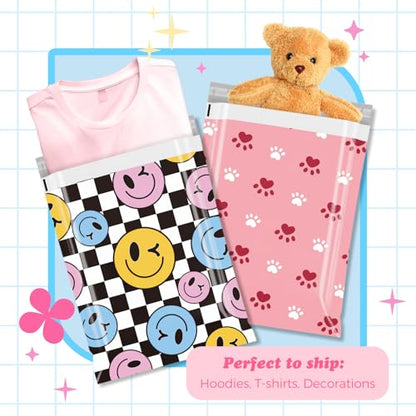 Fuxury Poly Mailers 14.5x19" 500Pcs,Shipping Bag for Clothes,Checkerboard - color: Smile Face, size: 14.5x19" 500pcs