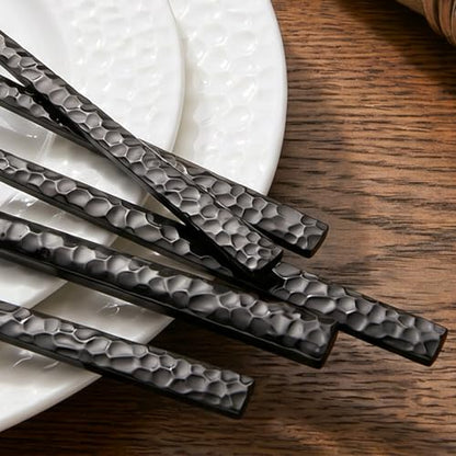 60 Piece Black Silverware Set,18/10 Stainless Steel Hammered Flatware for12 - color: Black, size: 60-Piece
