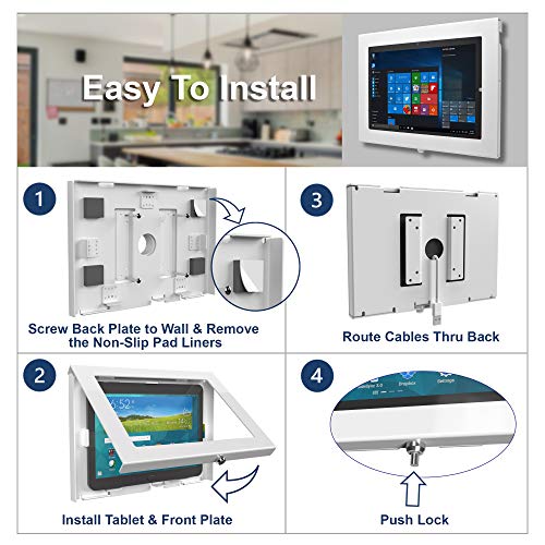 Locking Security Metal Enclosure for MS Surface GO Used as Kiosk, POS, Store, Show Display (White, VESA & Wall Mount) - color: White