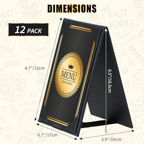 12 Pack Double-Sided Menu Holders 4"x 6", PU Leatherette A-Frame Table Tents for Restaurant, Bar, Cafe, Wedding, Durable and Foldable Design (12 pack, 4" x 6") - size: 12 pack, 4" x 6"