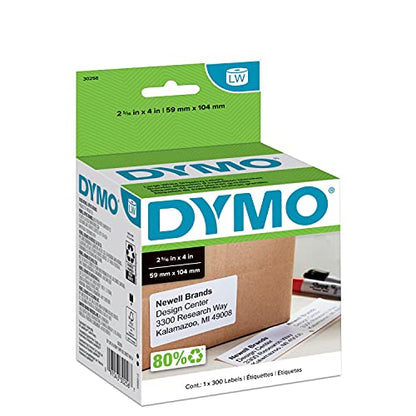 DYMO Authentic LW Large Shipping Labels, for LabelWriter Label Printers, Prints Up to 6-Line Addresses, 2-5/16" x 4", 1 Roll of 300