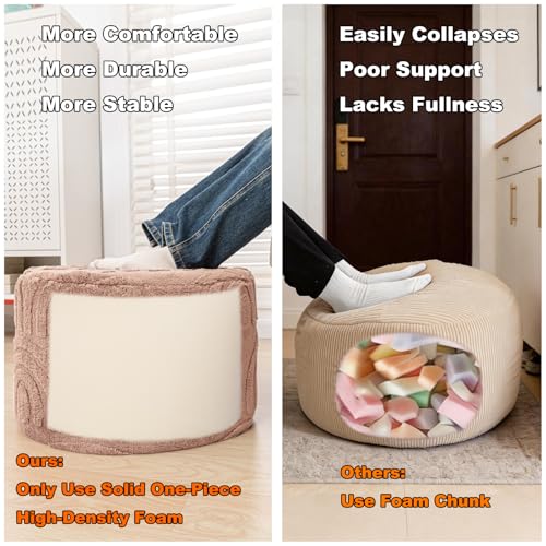 Asuprui Plush Ottoman Footrest, Pouf Footstool,20"x14", Light Coffee - color: Light Coffee, size: 20"D x 20"W x 14"H