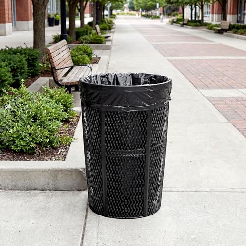 Alpine 48 Gallon Commercial Outdoor Mesh Trash Can – Open Top Weather Resistant, Heavy Duty Metal Wire Round Garbage Receptacle for Parks, Schools, City Streets - Black - color: Black