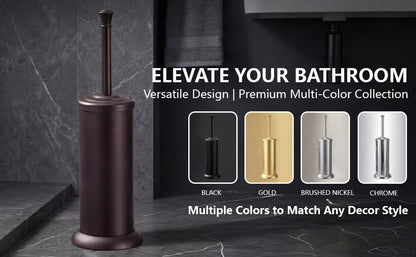 Stainless Steel Toilet Bowl Brush and Holder Set for Bathroom Long Handle - color: Bronze