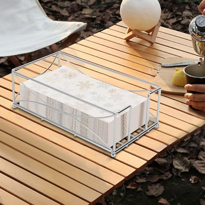 Livabber Guest Napkin Holder, Metal Bathroom Paper Hand Towel Storage Modern Napkin Tray Caddy for Countertop, Table Kitchen, Dinning Room (Chrome, Metal Base) - color: Chrome