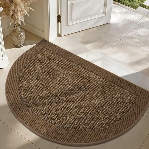 Dirt Trapper Door Mats 24" x 36", Non-Slip & Washable, Brown - color: Brown, size: 24" X 36" (Semicircular)