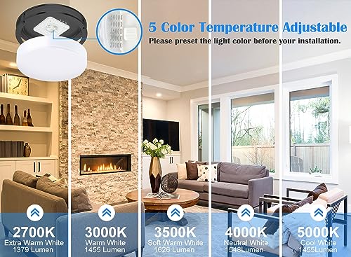 Black Flush Mount Ceiling Light, 13 Inch LED Ceiling Light Fixture with 5CCT(2700K/3000K/3500K/4000K/5000K Adjustable), 23W Saturn Flush Mount Ceiling Lighting for Kitchen Hallway Stairwell - color: Black, size: 13 inch - 1 Pack