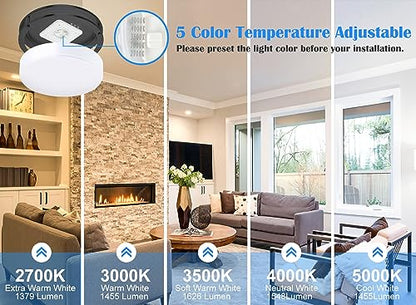 Black Flush Mount Ceiling Light, 13 Inch LED Ceiling Light Fixture with 5CCT(2700K/3000K/3500K/4000K/5000K Adjustable), 23W Saturn Flush Mount Ceiling Lighting for Kitchen Hallway Stairwell - color: Black, size: 13 inch - 1 Pack