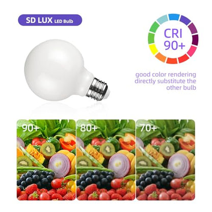 SD LUX G25 Edison LED Light Bulb Dimmable 8W 1000lm Equi100W E26 2700K 6PC - size: 6