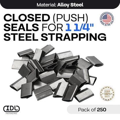 IDL Packaging 1-1/4" Closed (Push) Seals for Steel Strapping, Pack of 250 - color: Closed (Push), size: 1 1/4"