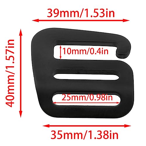 VAKTOK-8PCS An inch Black Metal Wave Buckles Outdoor Webbing Buckle Clips Adjustable buckle backpack strap webbing(4 left +4 right)