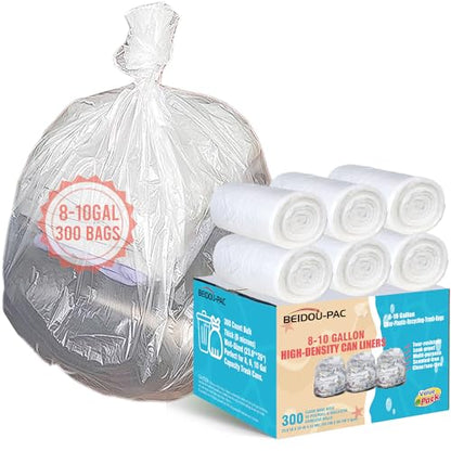 BEIDOU-PAC Trash Bags 8-10 Gallon, 300 Count Bulk, Clear Plastic Recycling Bags, Multi-purpose Garbage Bags Can Liners for Business Home Kitchen Commercial and Industrial - style: 8-10 Gallon |300 Count