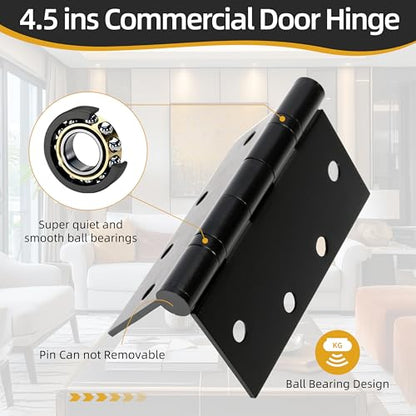 4.5 inch X 4.5 inch Heavy Duty Commercial Door Hinge - color: Black, size: 4.5in X 4.5in