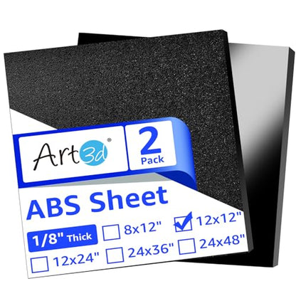 Art3d ABS Plastic Sheets, 1/8" Thick, Rigid Textured, 2-Pack of 12 x 12" - size: 12" x 12", 3mm Thick