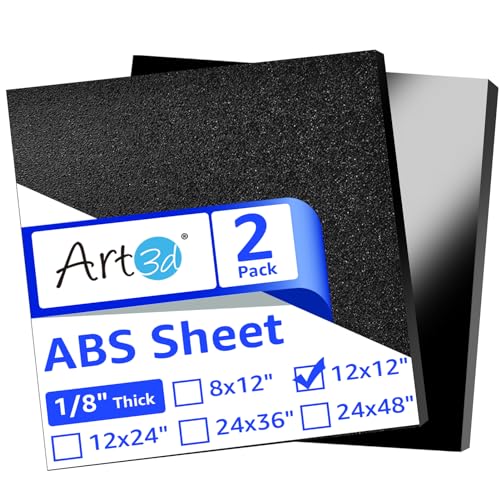 Art3d ABS Plastic Sheets, 1/8" Thick, Rigid Textured, 2-Pack of 12 x 12" - size: 12" x 12", 3mm Thick