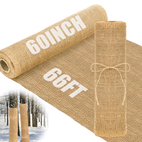 Buryeah 1 Pack 60 Inch X 66 ft Burlap Fabrics Roll Natural Jute Garden - size: 60 Inch X 66 ft