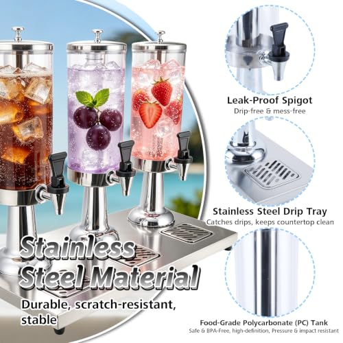 2.4 Gallon Drink Dispenser for Party with Stand & Leak-Proof Spigot - color: Silver