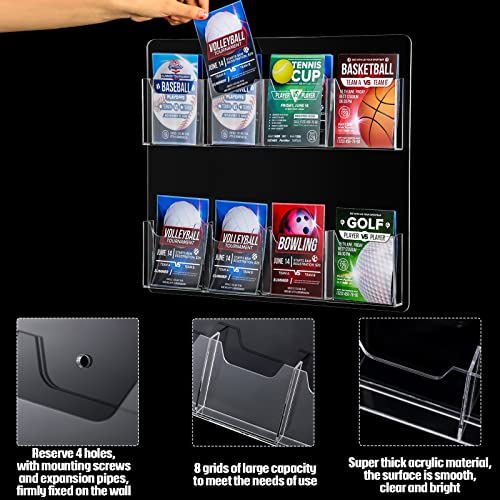 Weysat 4 Pcs Acrylic Brochure Pamphlet Holder Wall Mount, 8 Pockets - size: 8 Pockets