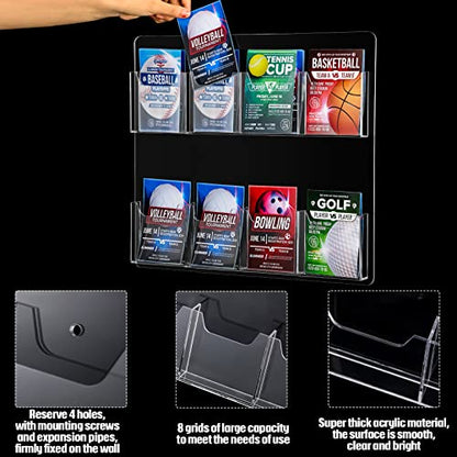Weysat 4 Pcs Acrylic Brochure Pamphlet Holder Wall Mount, 8 Pockets - size: 8 Pockets
