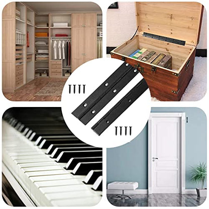 4 Pack 16 Inch Piano Hinge, Heavy Duty Continuous Hinge with Holes for Cabinets Boat Marine Door, 304 Stainless Steel 0.04" Leaf Thickness 1.2'' Open Width (Black) - size: 16 Inch