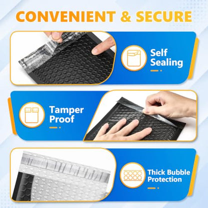 Metronic Bubble Mailers 6x10 Inch 600 Pack Black Waterproof Bubble Mailer - color: Black, size: 6x10" 600PC