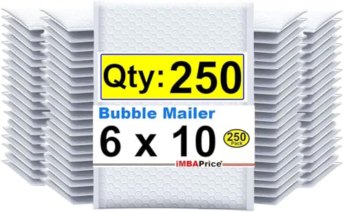 iMBAPrice Bubble Mailers, 6x10 Inch, White, 250-Pack I #0 Self-Seal, Padded Shipping Envelopes, Waterproof & Tear-Resistant, Cushioned Mailing Bags - color: White Poly Bubble, size: 6"x10" Poly (250 Envelopes)