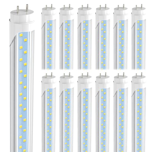 JESLED 12 Pack Type A+B T8 LED Bulbs 4 Foot, 24W 3200LM, 5000K Daylight