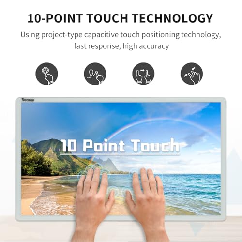 Capacitive Multi-Touch Screen Industrial Monitor, 16:9 Display, Built-in Speakers, USB, VGA, DP & HD-MI Ports, Digital Signage Displays and Player for Advertising (21.5-Inch White) - size: 21.5-Inch White