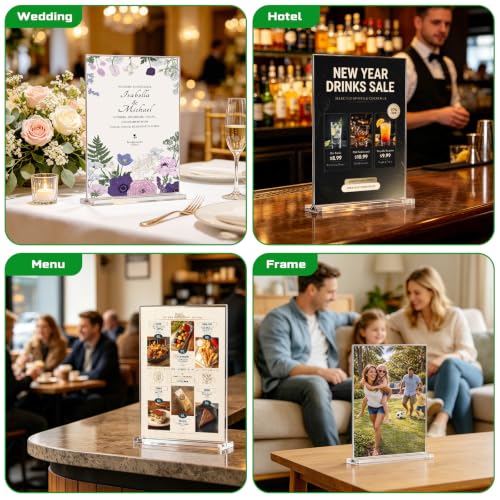newnewshow Acrylic Sign Holder 8.5x11 Inch 6 Pack Vertical T Shape Double-Sided Desktop Display Holder - size: 6 Pack 8.5x11